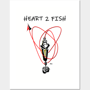 Fishing Valentines Day, Heart 2 Fish Posters and Art